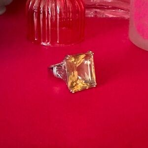 Sterling Silver Lemon Quartz Cocktail Ring, Size 7